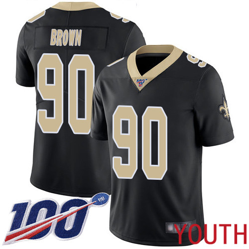 New Orleans Saints Limited Black Youth Malcom Brown Home Jersey NFL Football #90 100th Season Vapor Untouchable Jersey